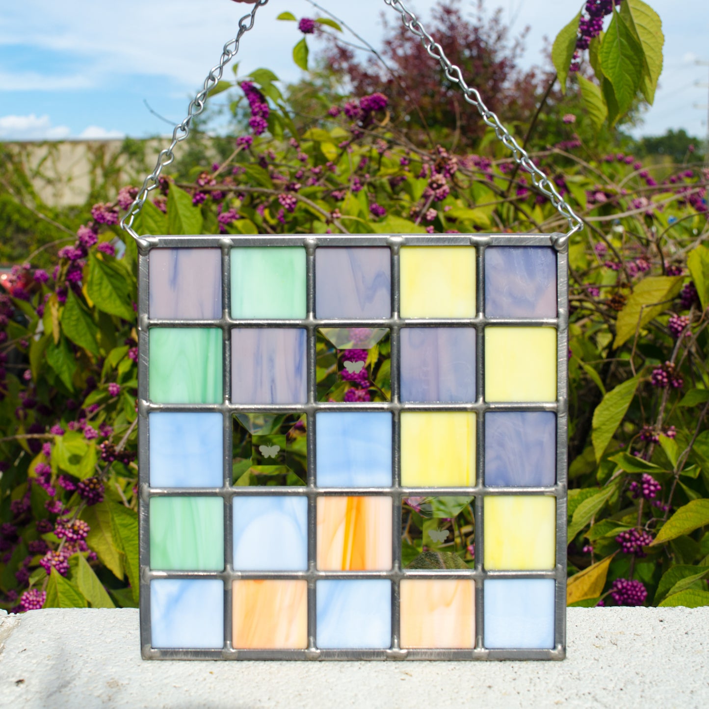Checkered Panel: Three Butterflies