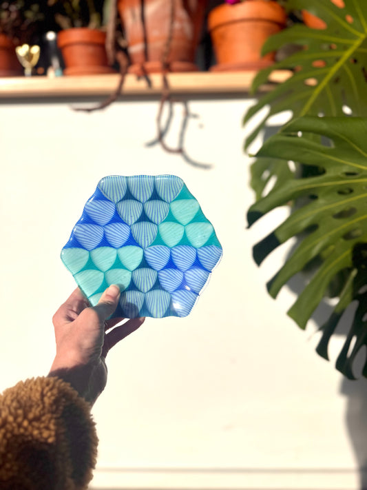 Fused Blue/Aqua/Emerald 7” Catch-All Dish