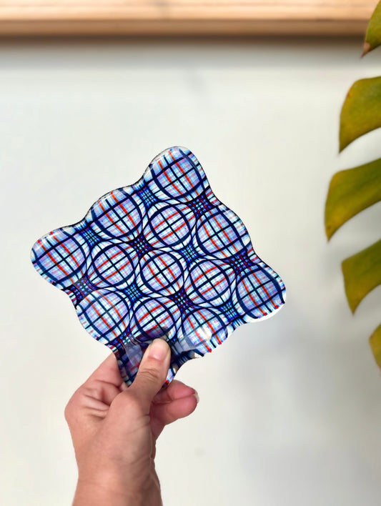 Psychedelic Optic Plaid Fused 5” Catch-All Dish