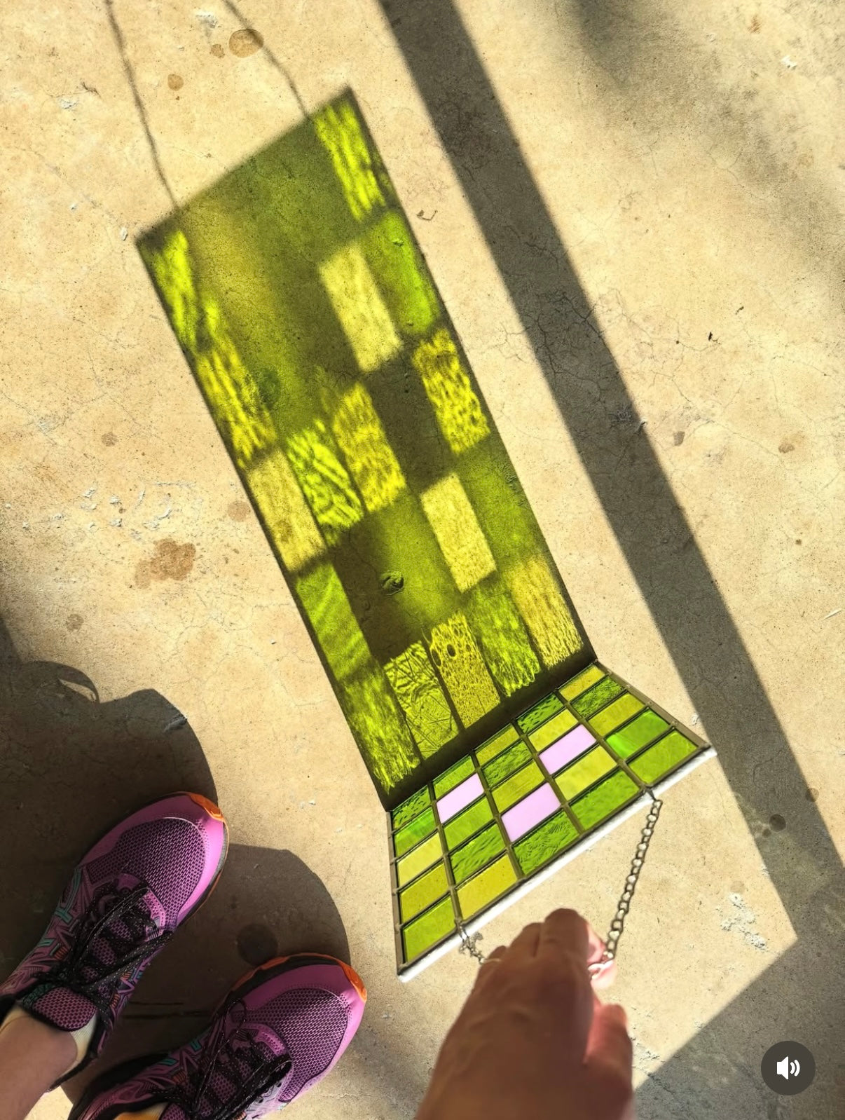 Green & Lavender Patchwork Panel