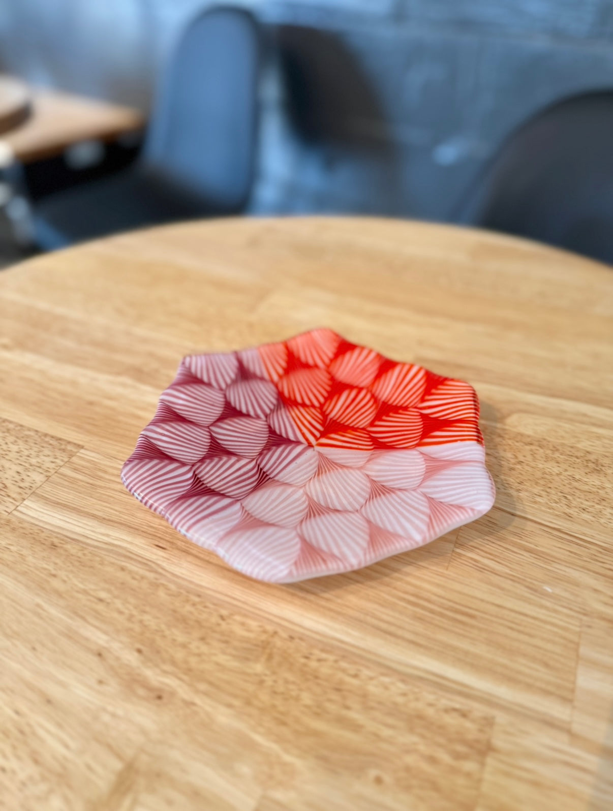 Fused Orange/Cranberry/Coral 7” Catch-All Dish