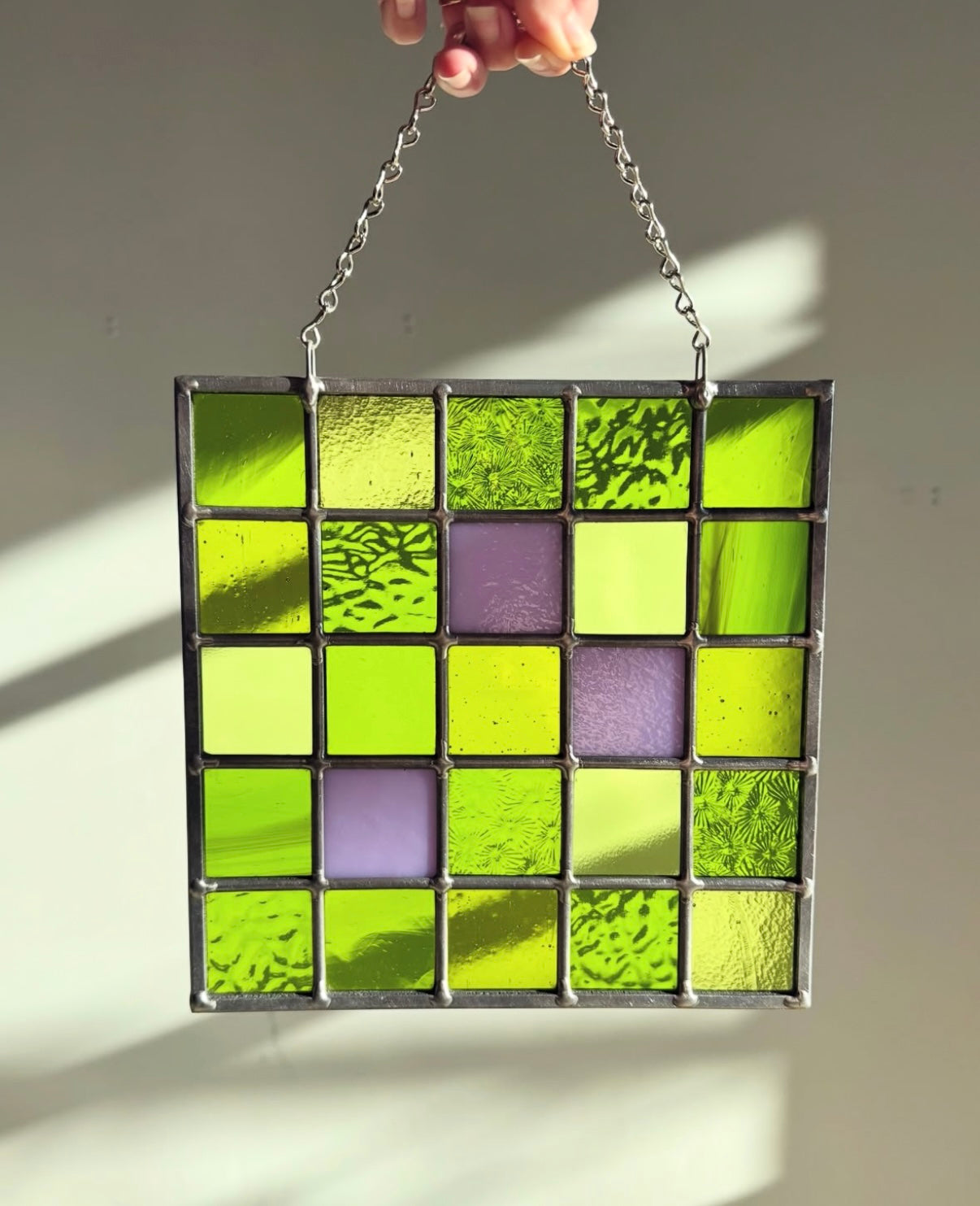 Green & Lavender Patchwork Panel