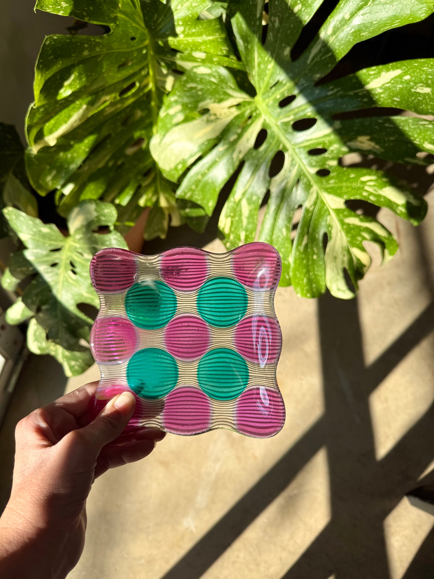Fused 5.5” Catch-All Dish in Fuchsia & Teal