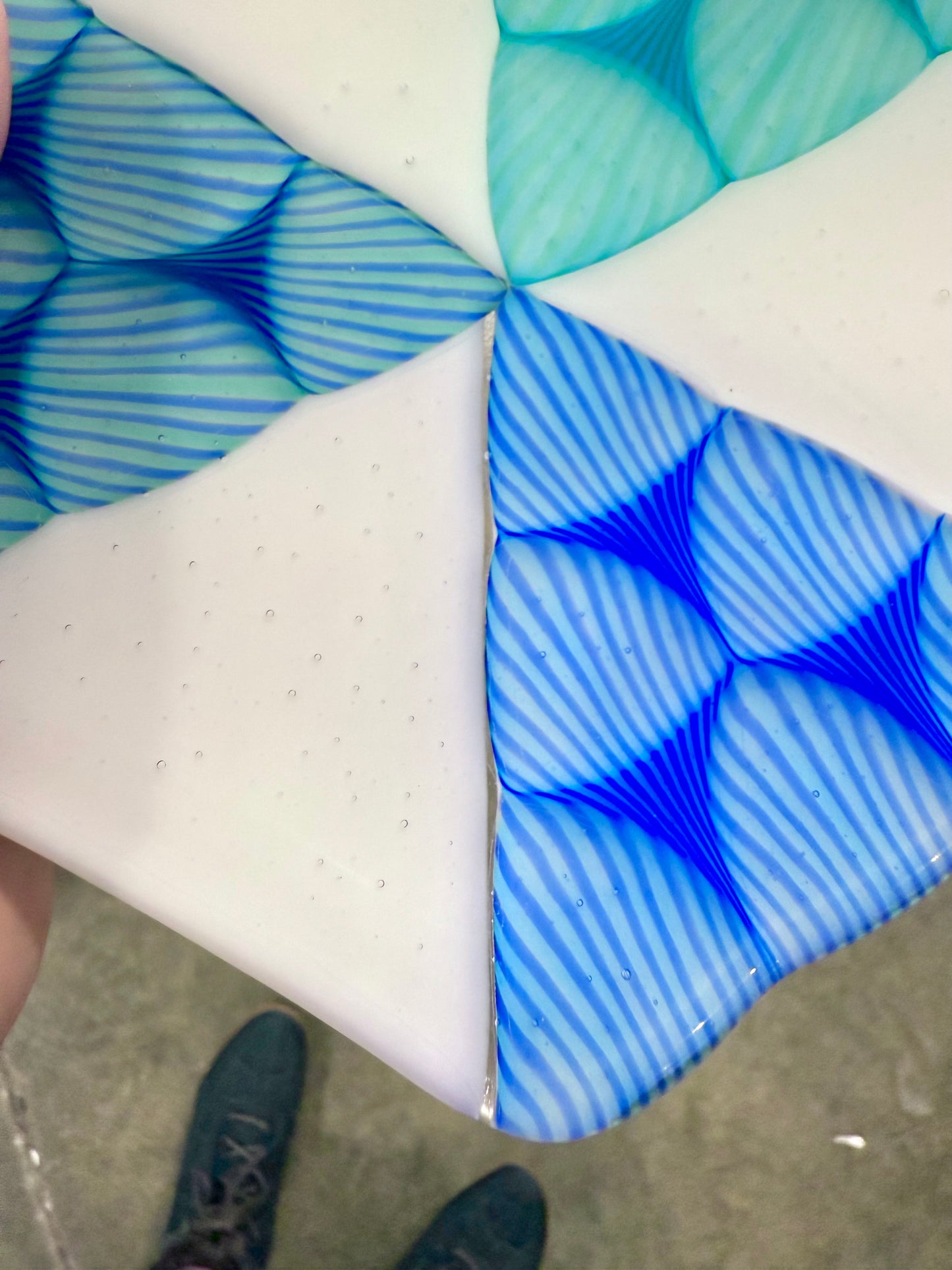 Fused Blue/Aqua/Emerald/White 7” Catch-All Dish (seconds)