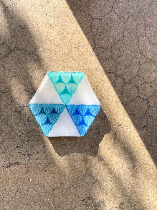Fused Blue/Aqua/Emerald/White 7” Catch-All Dish (seconds)
