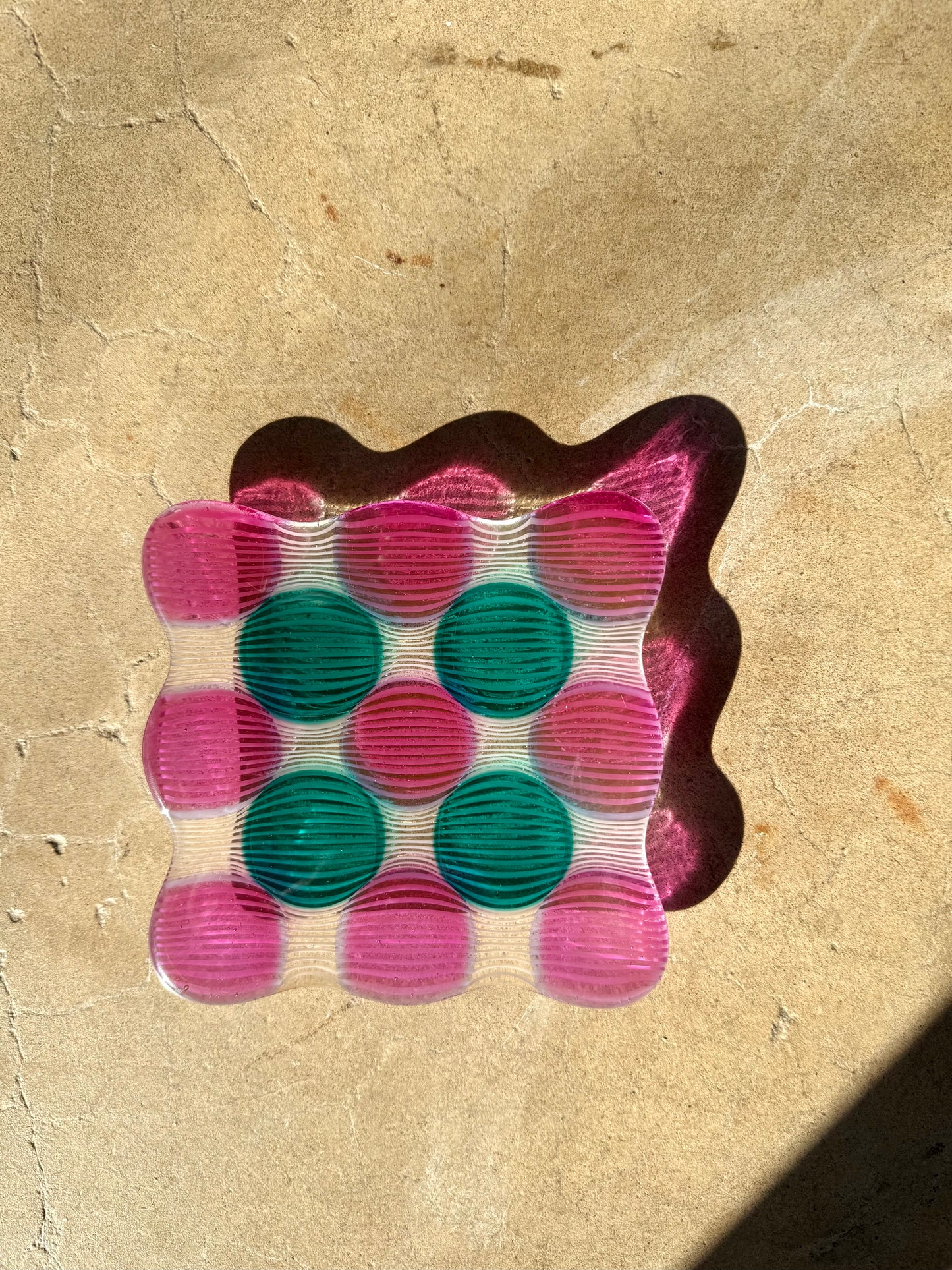 Fused 5.5” Catch-All Dish in Fuchsia & Teal