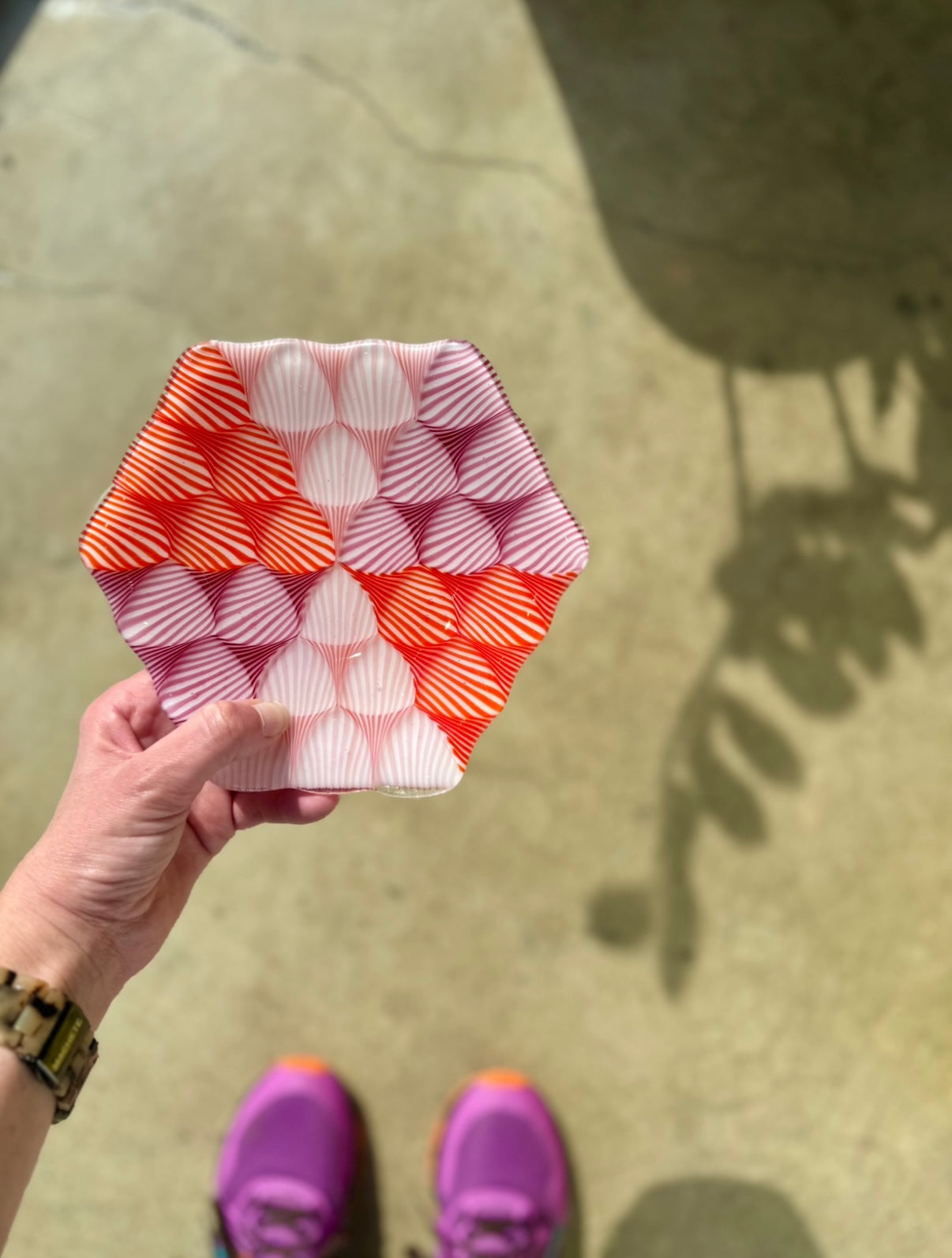 Fused Orange/Cranberry/Coral 7” Catch-All Dish