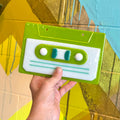Fused Glass Cassette Tape - Spring Green/Teal