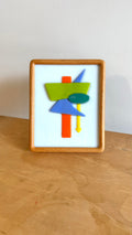 Motel Sign No. 3 • Fused Glass in Solid Wood Frame • Mid-Century Modern