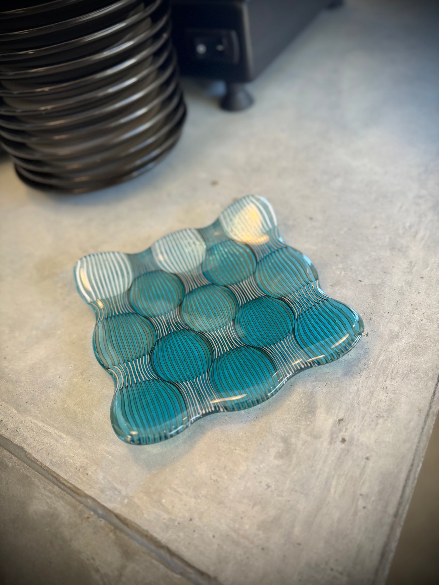 Turquoise Ombré Fused 5” Catch-All Dish