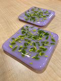 Fused 3” Neo-Lavender/Green Sparkle Sprinkle Coasters