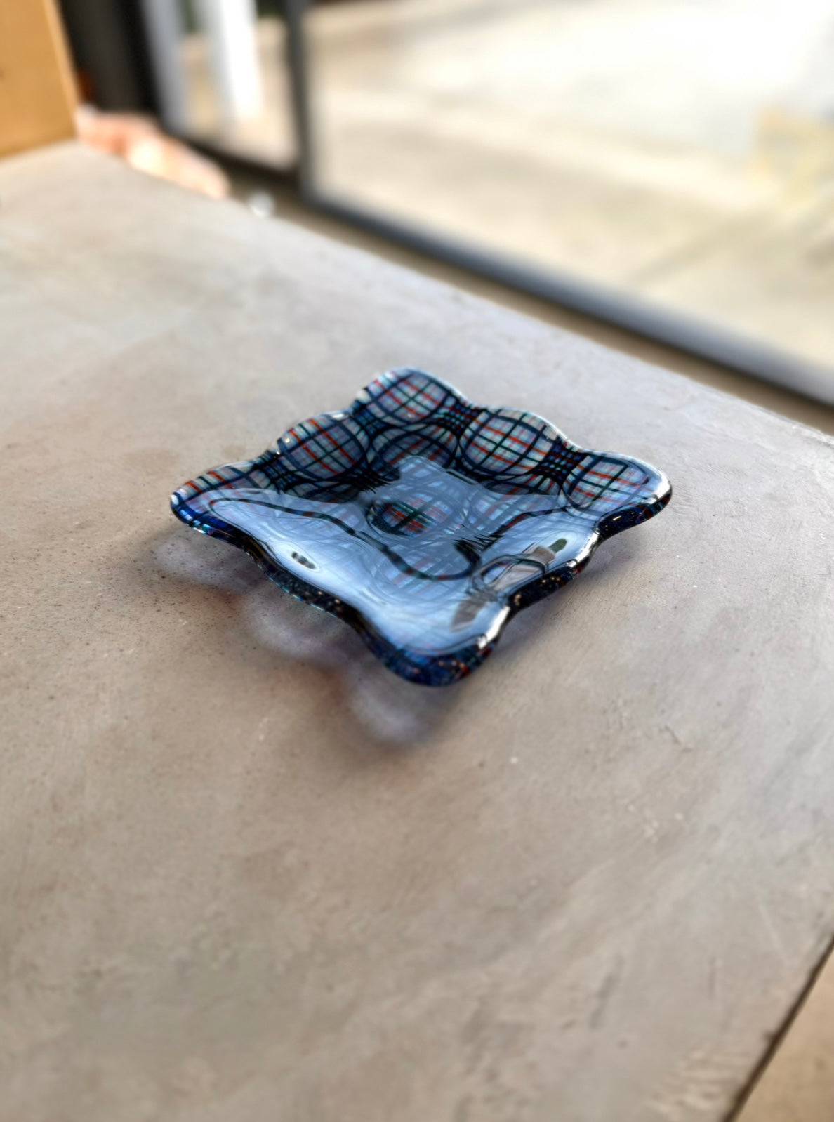 Psychedelic Optic Plaid Fused 5” Catch-All Dish