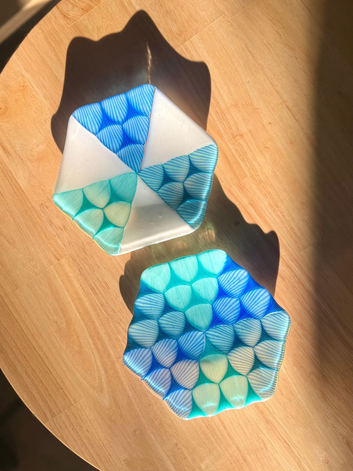 Fused Blue/Aqua/Emerald/White 7” Catch-All Dish (seconds)