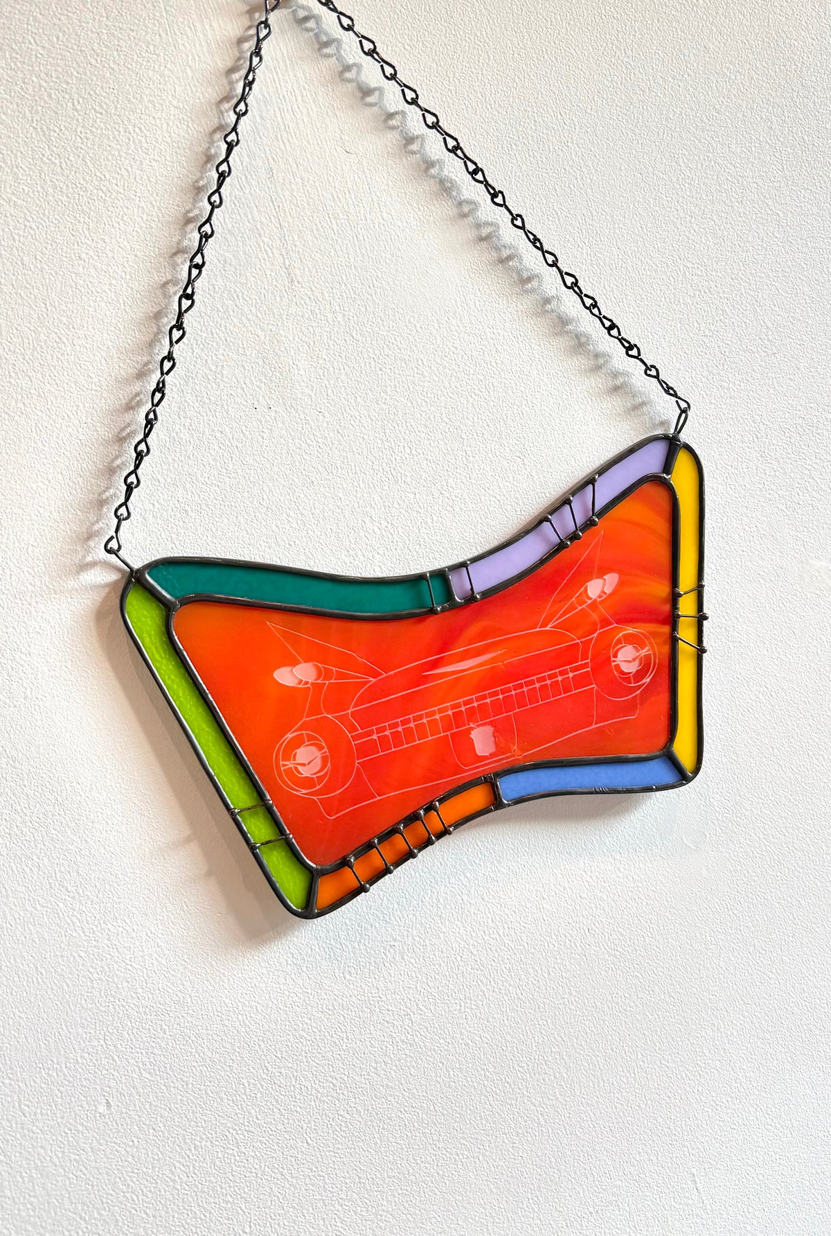 1959 Cadillac Eldorado - Stained Glass Suncatcher with Sandblasted Classic Car Illustration
