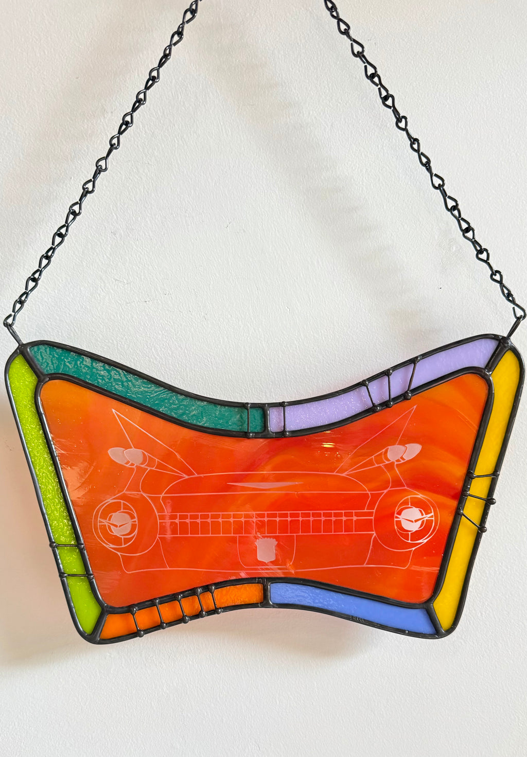 1959 Cadillac Eldorado - Stained Glass Suncatcher with Sandblasted Classic Car Illustration