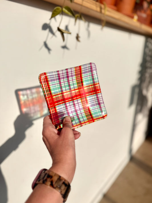 Nostalgic Plaid Fused 5.25” Candy Dish