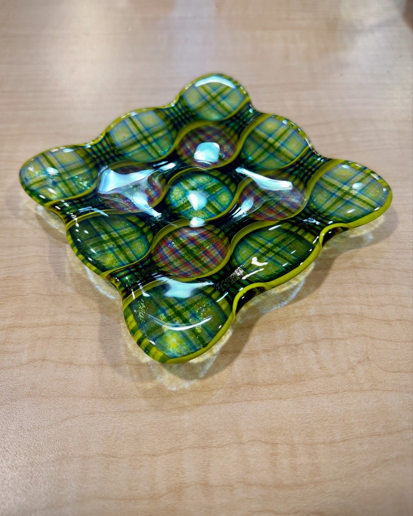 Groovy Optic Plaid Fused 5” Catch-All Dish