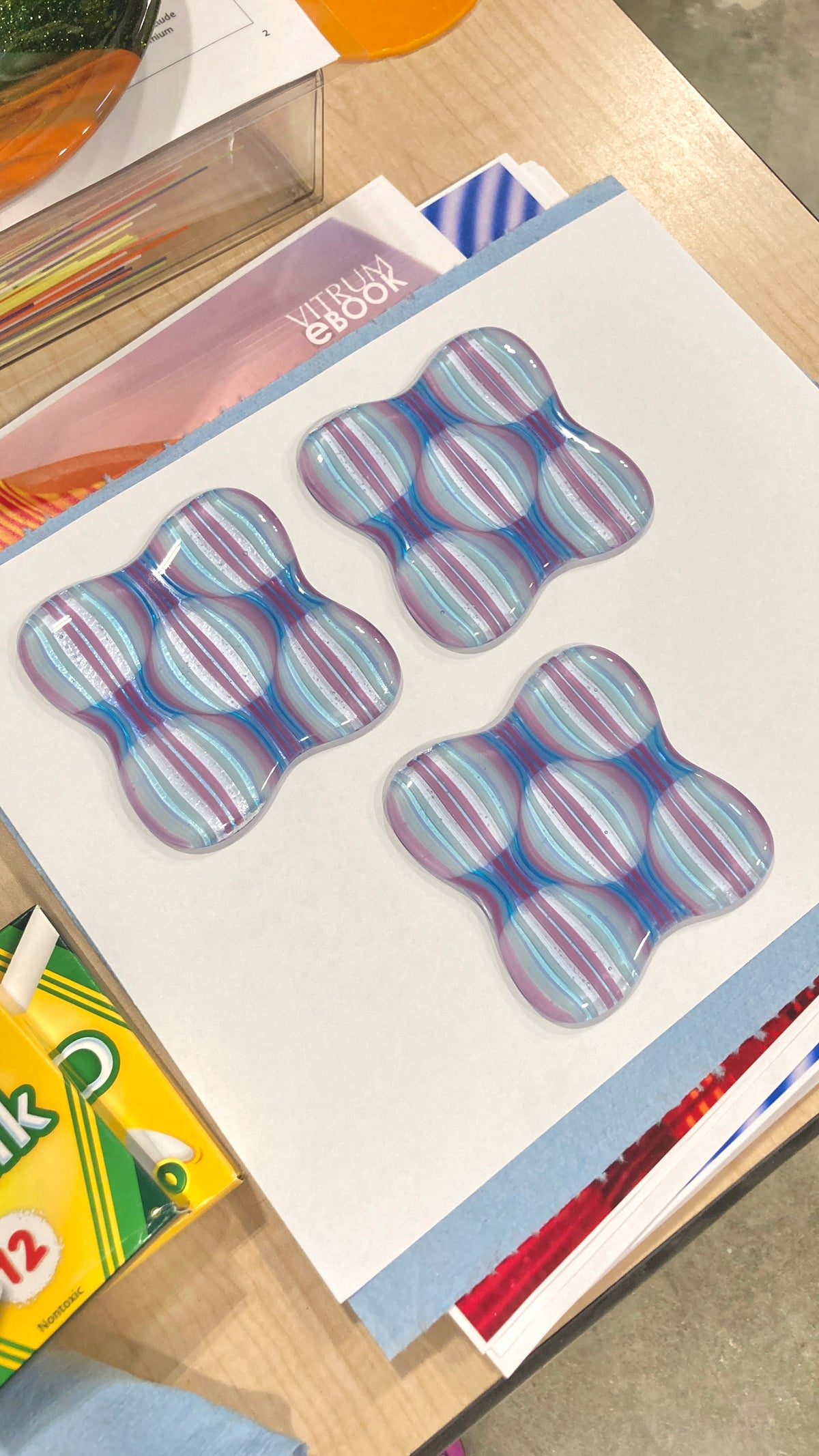 Fused 3.5” Pink/Blue Optic Coasters