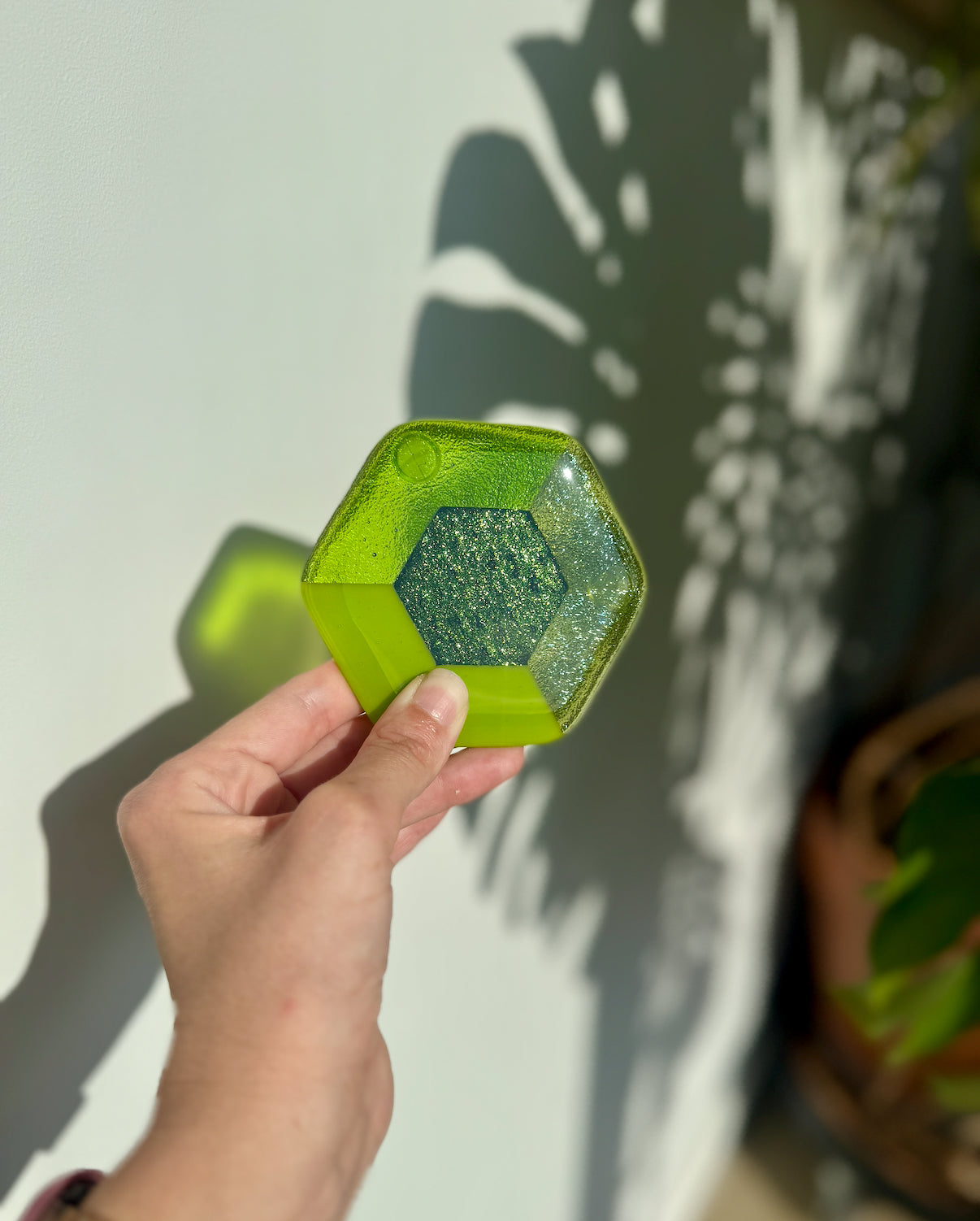 Fused Pair of 3.75” Sparkling Gem Coasters - Green