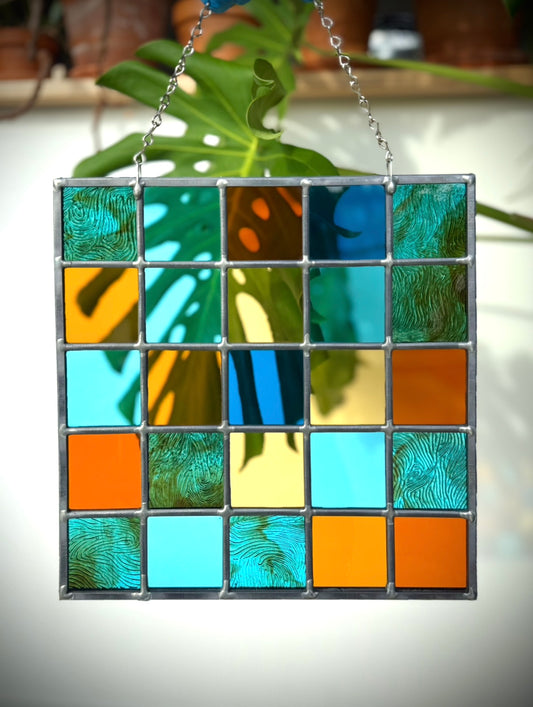 Copper Blue & Amber Patchwork Panel